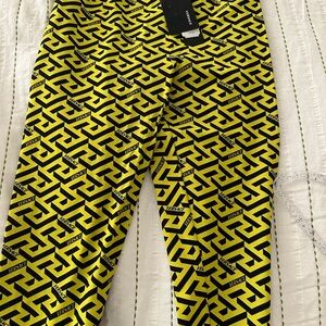 Versace Geometric Yellow and Black Trousers